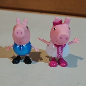 Peppa Pig Fancy Family Figures Lot Of 2 2003 Vintage ABD Jazwares Brother Sister